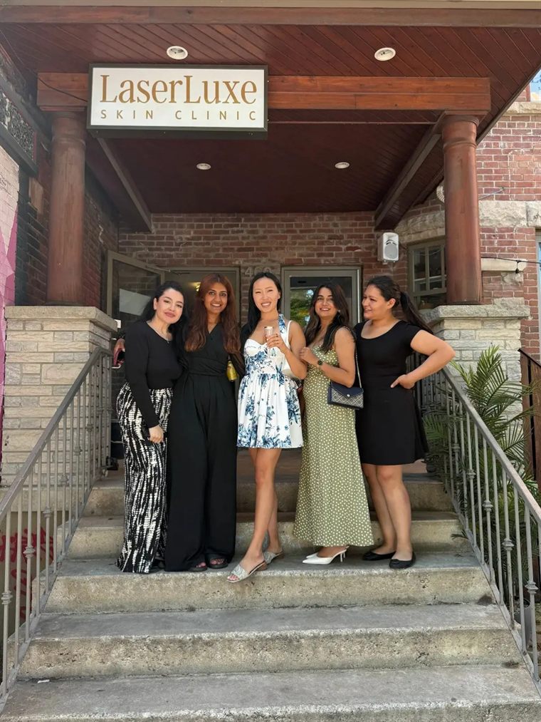Vanessa Kay with the team at LaserLuxe Skin Clinic in Toronto